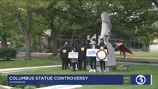 VIDEO: NAACP holds small rally outside Christopher Columbus statue in Waterbury