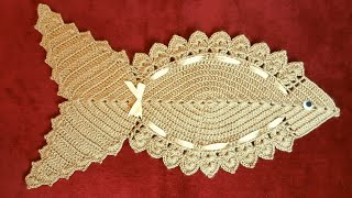 كروشيه/ مفرش السمكة  how to crochet fish doily