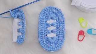 قاعدة حذاء بشكل جديد وسهل crochet easy sole