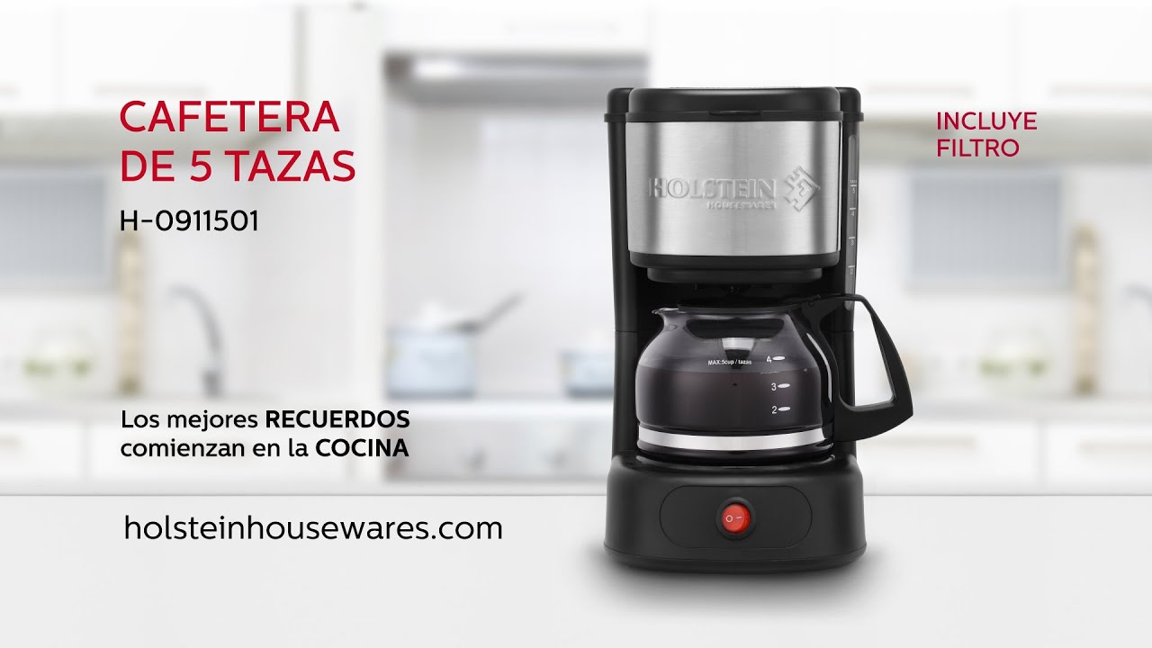 H-0911501- Cafetera de 5 Tazas- Holstein Housewares - YouTube