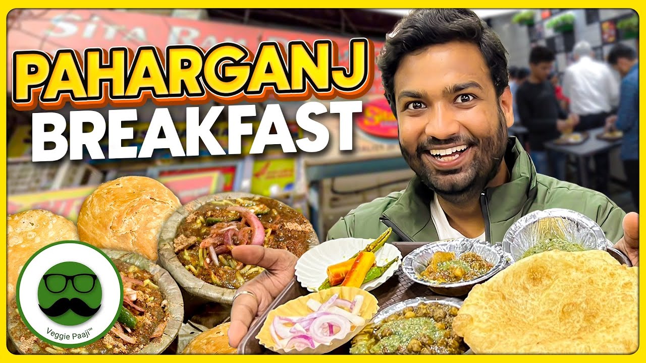 Breakfast in Paharganj | Sita Ram Chole Bhature, Multani Moth Kachori & More | Veggie Paaji Delhi