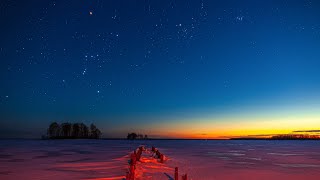 Зимнее Водохранилище из Дня в Ночь Таймлапс 4К Winter Reservoir from Day to Night 4K Timelapse