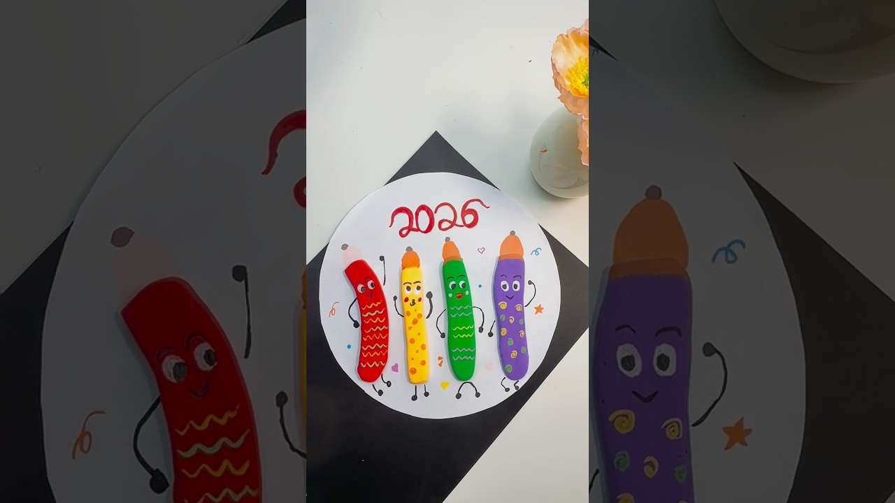 Watch colorful clay transform into adorable, animated pencils to celebrate 2026! 🎨✏️  #shorts #yt