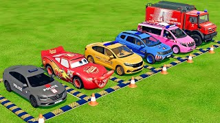 GO GAME - TRANSPORTING POLICE CARS, AMBULANCE VEHICLES, FIRE TRUCK WITH MAN TRUCK ! FS22 #20 screenshot 4