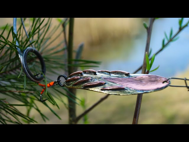 Handmade a Copper Flame spoon lure for fishing 