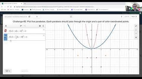 Quadratic Functions in Vertex Form Desmos activity