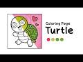 Easy animal coloring for Kids | Turtle Drawing Coloring | Painting Cute Turtle | FREEBIE