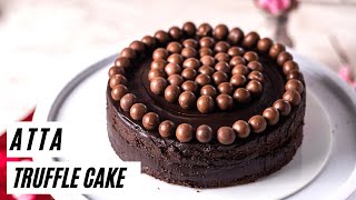 Eggless Atta Chocolate Truffle Cake - Oil-Free Wheat Truffle Cake