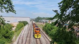 Marquette Rail Z151 passes under a trail bridge in Grand Rapids.