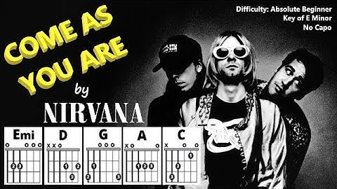How to Play "COME AS YOU ARE" by Nirvana (No Capo) | Absolute Beginner Guitar Play-Along + Lyrics