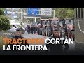 Una caravana de tractores corta la frontera con Francia durante 24 horas
