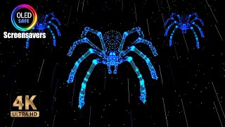 Neon Spiders - Halloween Screensaver - 10 Hours - 4K- Oled Safe