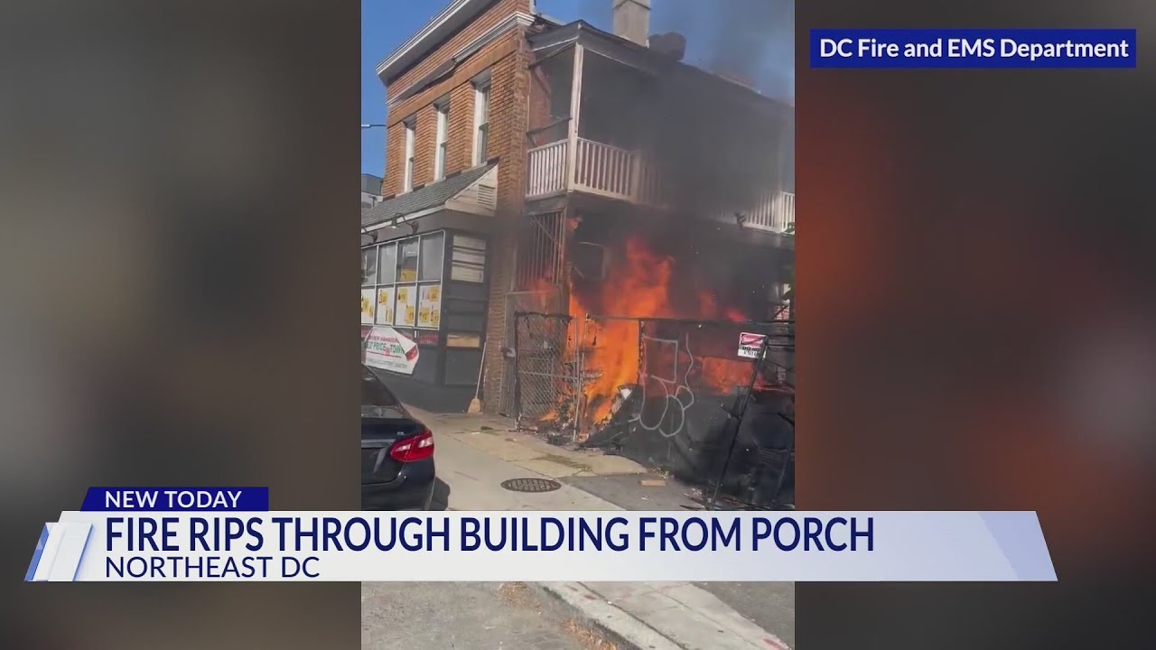 Firefighters battle building fire in Northeast DC - YouTube