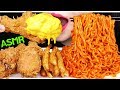 ASMR SPICY NOODLES + CHEESY FRIED CHICKEN 황금올리브 닭다리 치킨 + 불닭볶음면 먹방 (EATING SOUNDS) NO TALKING MUKBANG