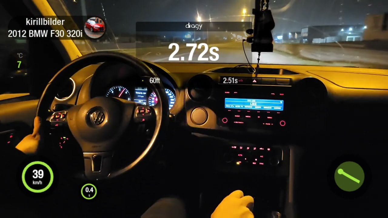 VW Amarok 2.0 TDI stage 1 180hp замер 0-100 2 человека в салоне