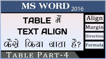 Table Part-4 MS Word 2016 | Align Text In Table | Set Margin In Table MS Word In Hindi - LocalTrix
