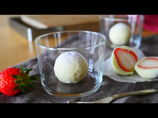 No-bake Strawberry Cheesecake Dessert Ball 新感覚 イチゴのまあるい小さなチーズケーキデザート