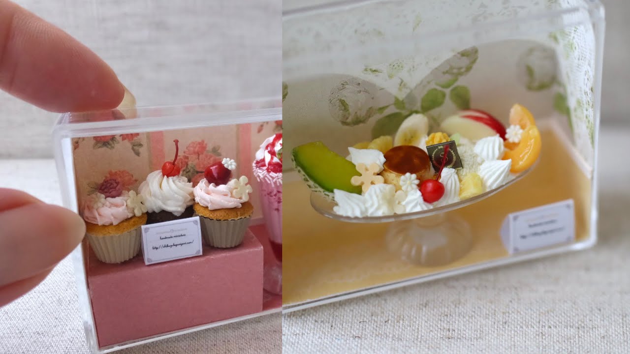 321☆ ハンドメイド 苺 プリン ミニチュア スイーツ 生クリーム 夏 ピンク ミニチュア 】ミニチュア シェイクとセット プリンアラモード 樹脂粘土