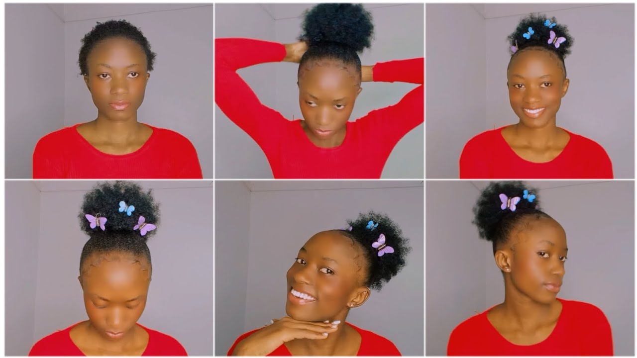 How to style short natural 4a/4b/4c hair using gel & extension 😍no heat