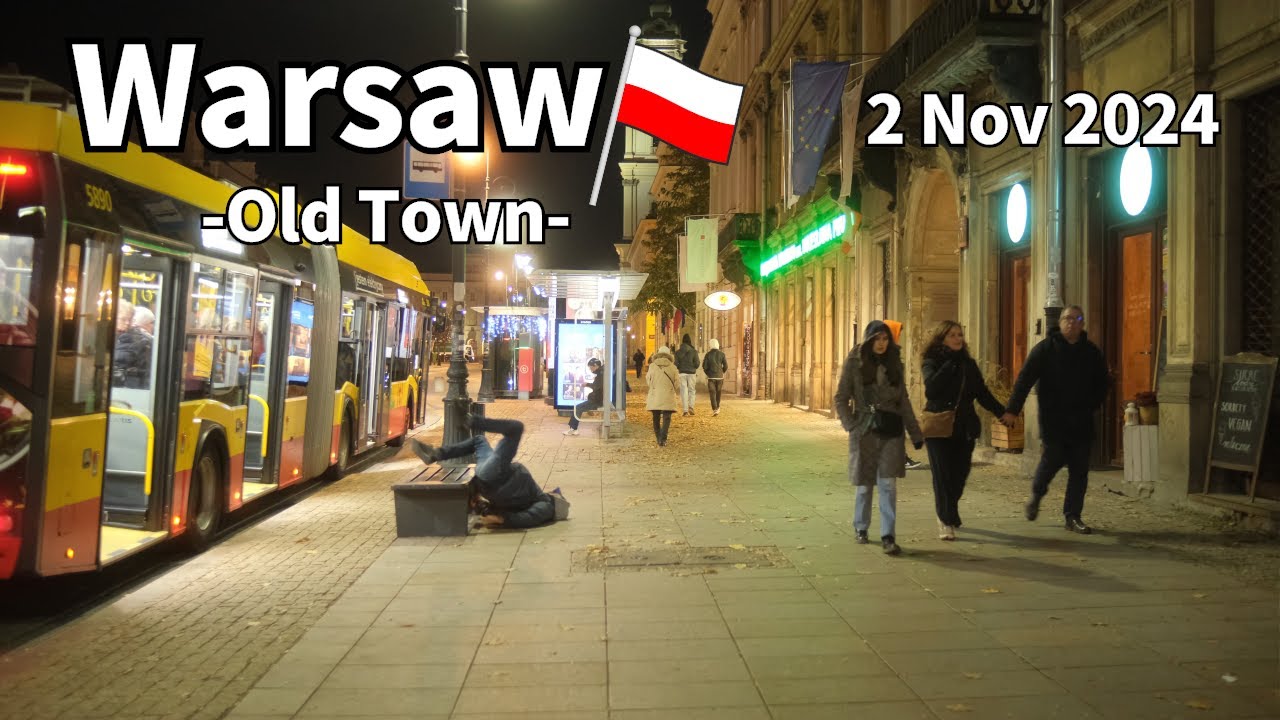 Autumn Walk Warsaw Old Town Poland - November 2024 | Walking Tour