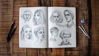 Sketchbook tour + portrait drawing practice