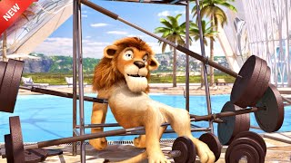A Lion tries to Work Out with the help of Dumbbells. Explain in हिन्दी