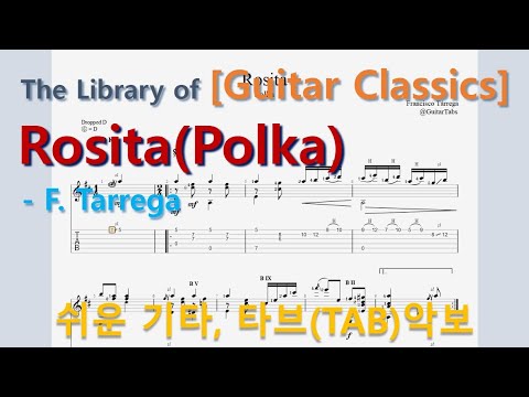 Rosita(Polka) (오선+타브+운지(Staff+TAB+Fingering)) - F. Tarrega