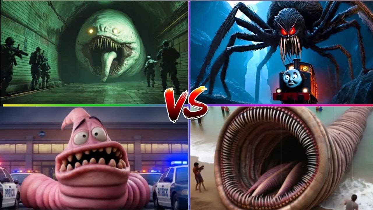 Tunnel Maw 🆚 Spider Train 🆚 Pink Police Worm 🆚 Giant Sand Worm Tiles Hop EXE Monster