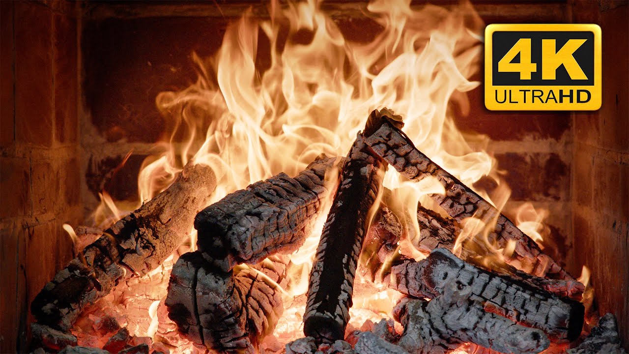 Cozy Crackling Fireplace 4K 🔥 Relaxing Fireplace with Burning Fire