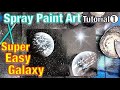 [Howto]spray paint EASY GALAXY in BLACK&WHITE/ learn spray paint art tutorial for beginners
