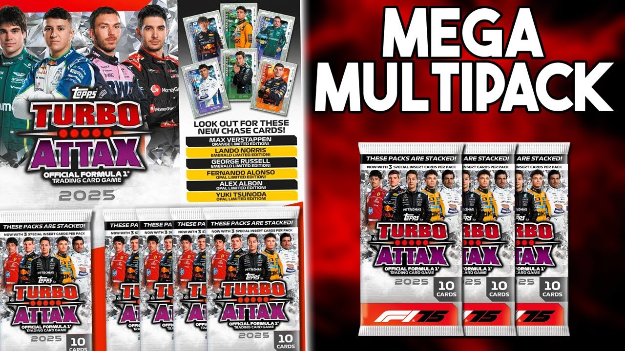 Kit Topps Turbo Attax Formula 1 F1 2025 - Starter Pack + Mega Multipack + 2 Tins + Box + Display - Collection