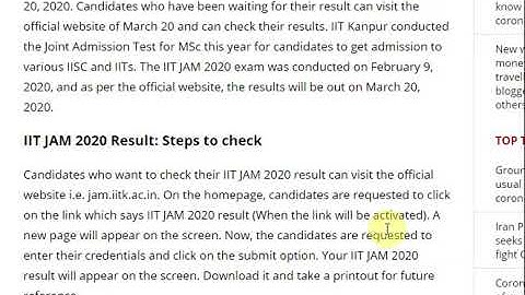 IIT JAM 2020 Result: Date, time and steps to download