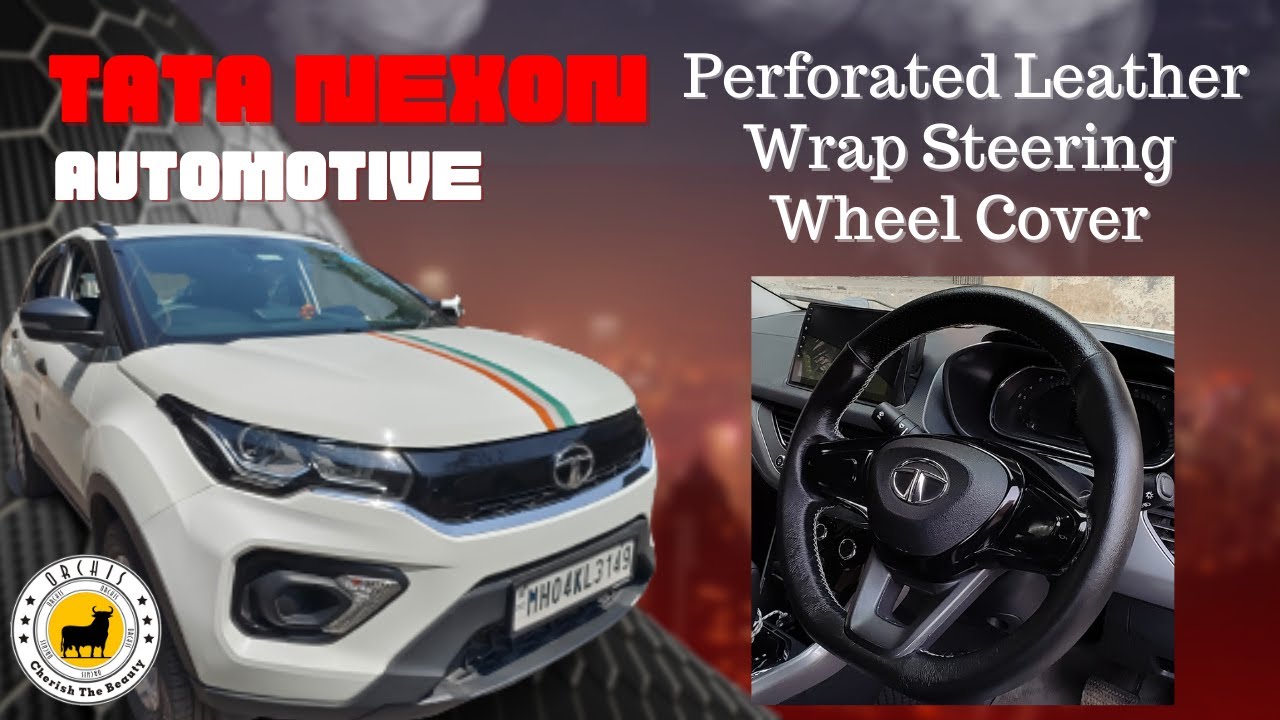 TATA NEXON Black Perforated Leather Wrap Steering Wheel Cover At ORCHIS