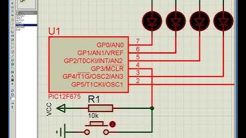 Ejemplo con el PIC12F675 secuencia de LEDS programado en PBP(microcode studio)