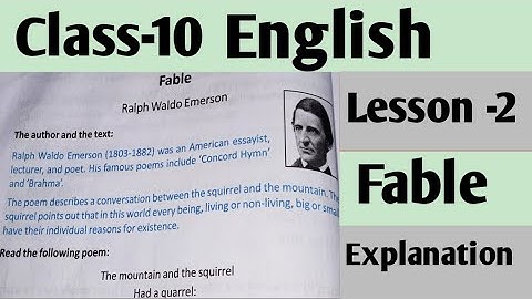 Class-10.English// Lesson -2. Fable by Ralph Waldo Emerson.#Learning Lab English