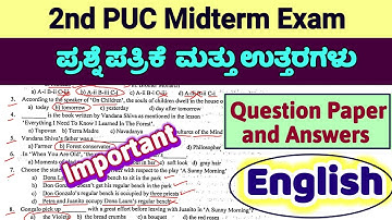 2nd PUC English Midterm Exam Question Paper Key Answers Important Questions 2025 Karnataka