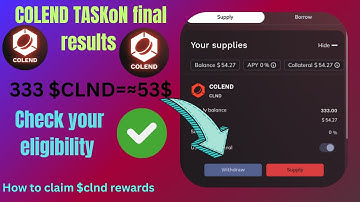 COLEND: How to claim or withdraw 333$CLND rewards || check COLEND eligibility on wallet  | #satoshi