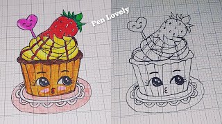 DIY Paper?Draw an extremely adorable?chocolate?strawberry?mango ice cream?sticker design?Vẽ kem dâu