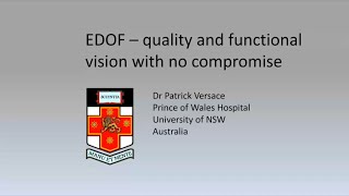 Patrick Versace (MD) talks EDOF intraocular lenses
