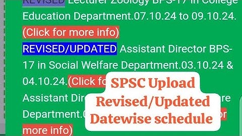 SPSC Upload Revised/Updated Datewise Roll No. for Assistant Director BPS-17 in Social Welfare#spsc