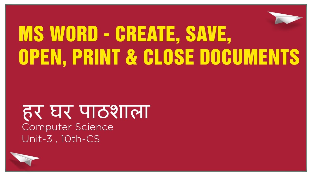 Ms word how to create document save document open document print document unit 3 10th 