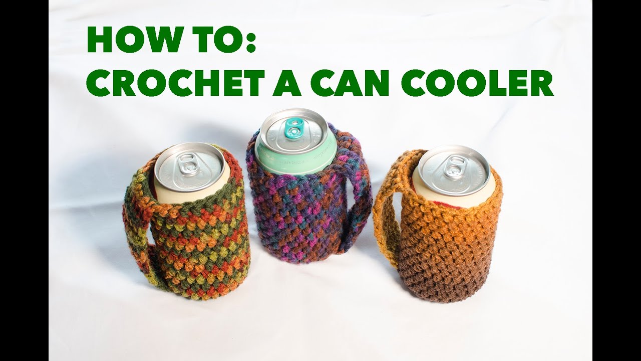 How to Crochet A Can Cozy with Handle, Crochet Tutorial 