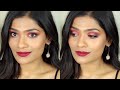 Bold holiday Red/Orange Eye Shadow Look + Red Lips | Nishitha Vunnam