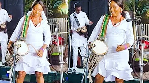 This Young Female Talking Drummer Wows Everyone At K1 De Ultimate Party, & Perform For Mc Oluomo