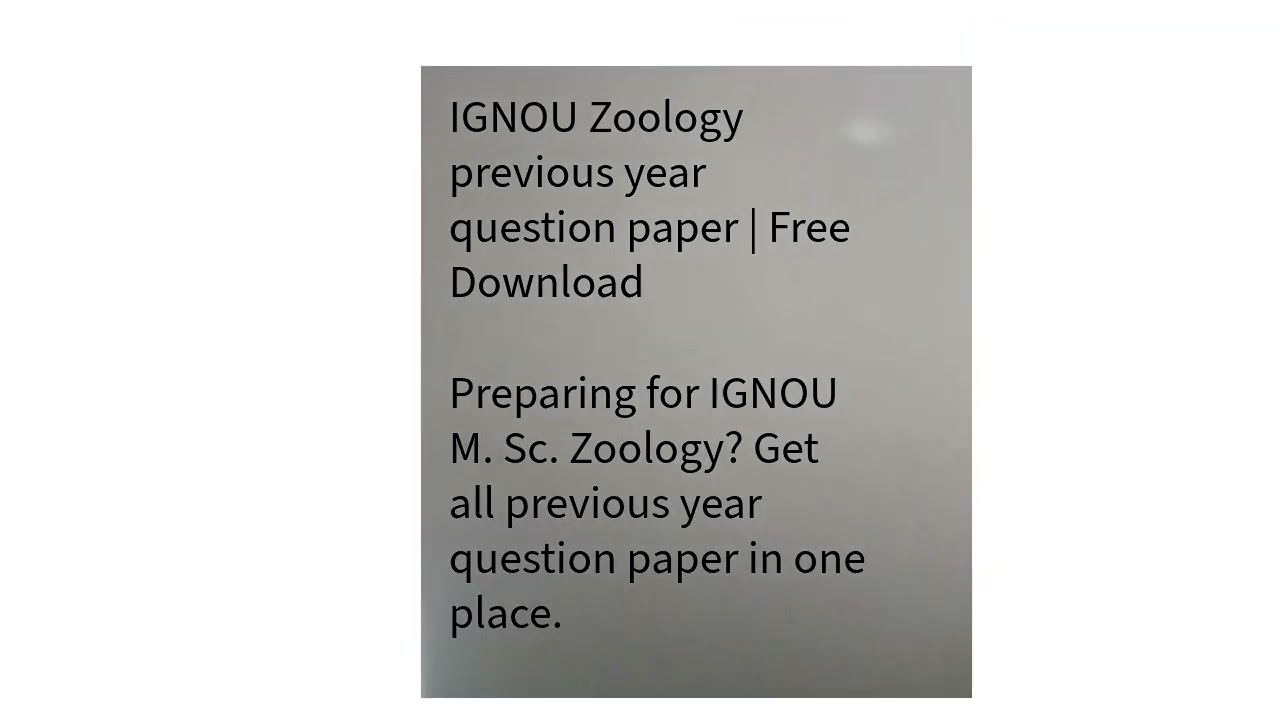 IGNOU Zoology Previous Year Question Paper////////////