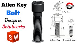 How to design an Allen Key Bolt in Solidworks | Step by Step Tutorial 