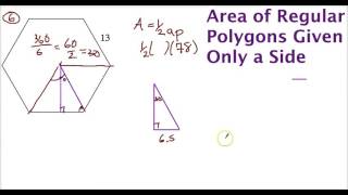 Area of a Regular Polygon Given Side Length - Using Special Triangles