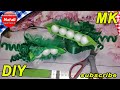 Тематичний обідок "Горох" /Thematic rim "Peas"/Обідок з атласної стрічки/DIY/KANZASHI