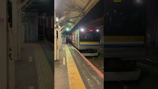 鶴見線国鉄205系尻手駅を到着するシーン
