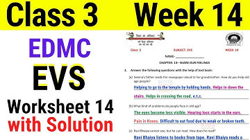 EDMC Class 3 EVS Week 14 Worksheet 14 class 3rd Environmental Studies worksheet 14 with Solution